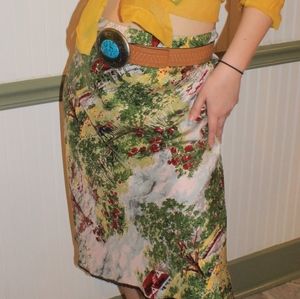 Farmhouse 100% Silk Gap Skirt with Vintage Flair